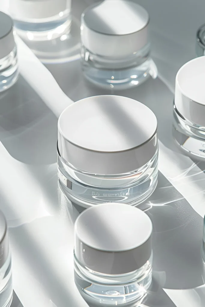 Cosmetic jars ready to be filled