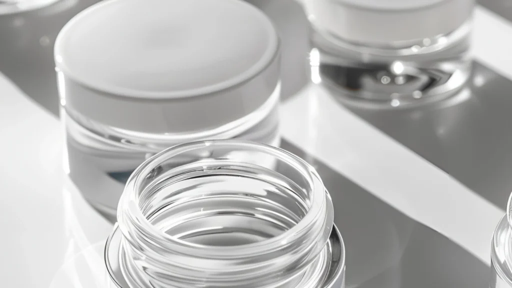 Cosmetic jars waiting to be filled