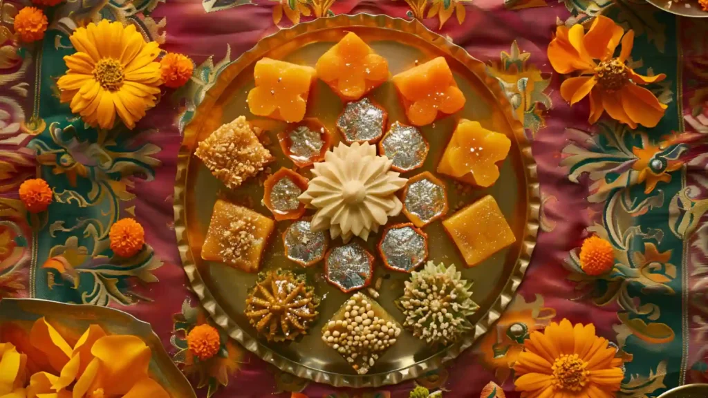 A platter of Bhang-infused Laddoos and Barfis