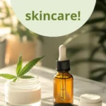 A dropper bottle of glycerin alongside a small jar of cannabis cream with a cannabis leaf