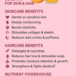 Infographic about the benefits of Apricot Kernel oil for skin and hair care.