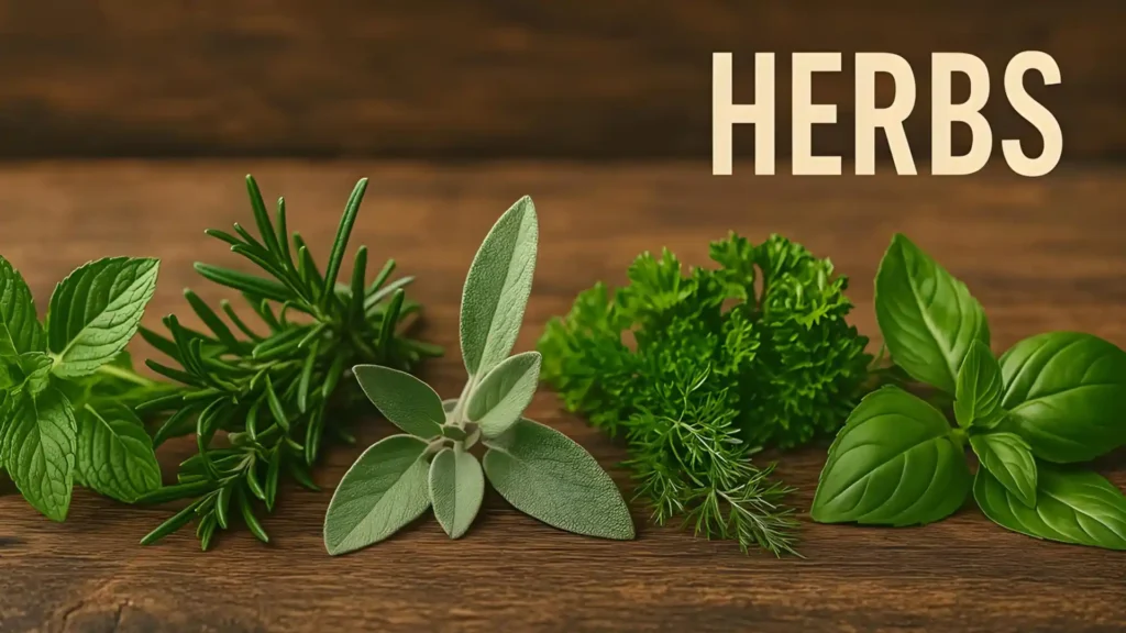 Fresh mint, rosemary, sage, parsley, and basil herbs - all part of holistic aromatherapy.
