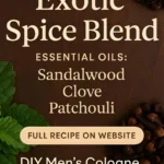 A close-up of sandalwood chippings, cloves, and fresh patchouli leaves.
