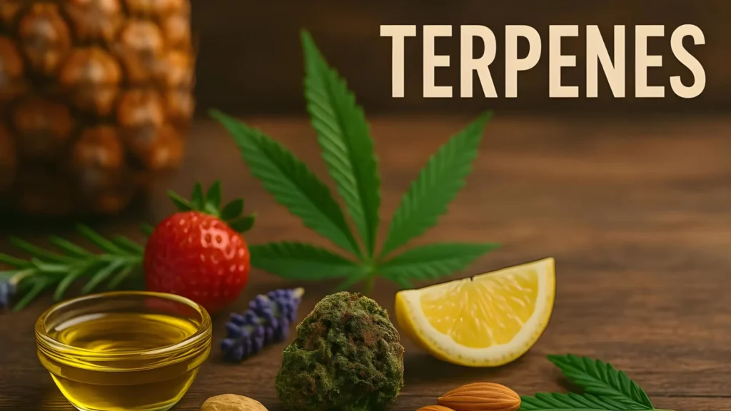 Lemon, lavender, strawberry, cannabis, and pineapple are all sources of terpenes in holistic aromatherapy
