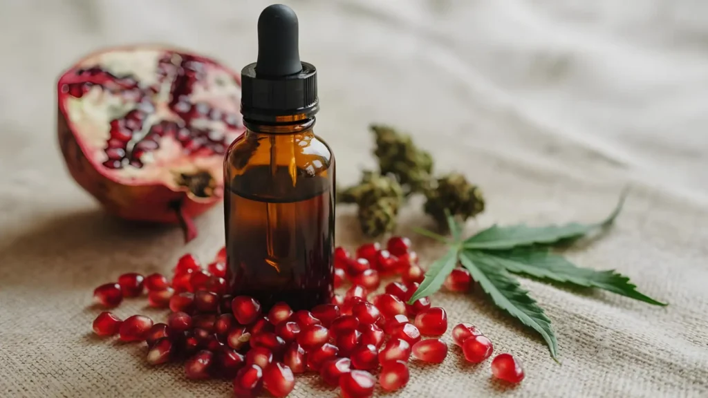 Pomegranate seed oil for skin and cannabis skincare with raw ingredients