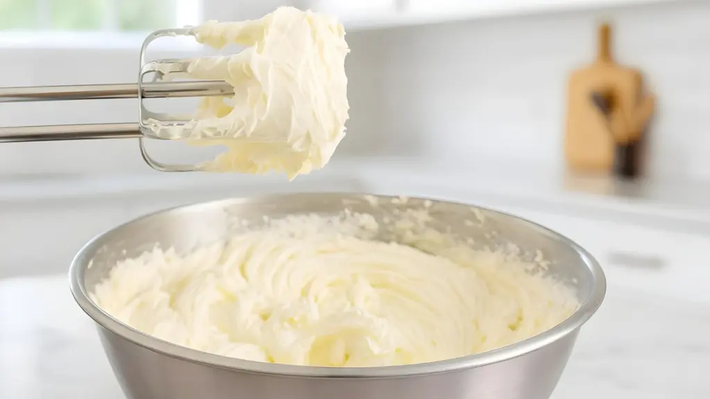 Electric beaters and a bowl full of whipped mango shea body butter