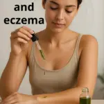 A woman dropping Tamanu Oil onto her arm.