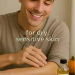 A man rubbing pumpkin seed oil onto his arm.