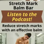 A woman by her bath and a man in the gym, both using stretch mark balm.