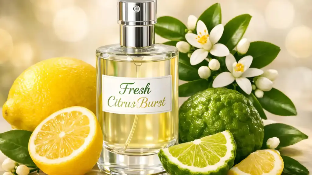 Fresh Citrus Burst DIY Colognes for men with orange blossom, lemons and bergamot fruits