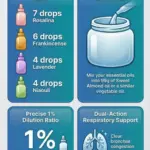 An infographic showing the full amounts of essential oils needed to make Rosalina chest rub.