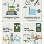 Infographic showing recipe and method for making cannabis lotion.