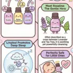 An infographic with a child safe sleep blend of essential oils.