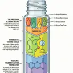 An infographic showing an essential oil blend with Rosalina.