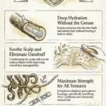 Infographic giving the benefits of oat oil for hair care.