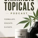 A jar labelled Topicals and a call to action for the podcast about cannabis topicals.