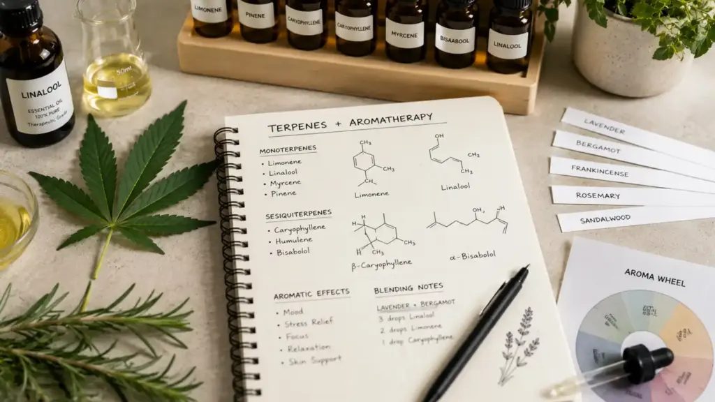 Terpenes and essential oils for cannabis topicals and aromatherapy skincare formulations.