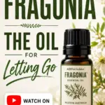 Vertical Pinterest pin for the 420formulator Podcast featuring Fragonia™ essential oil. The design shows a Fragonia™ oil bottle with white flowers, green botanical styling, the headline “Fragonia™ The Oil for Letting Go,” and a red YouTube watch button.